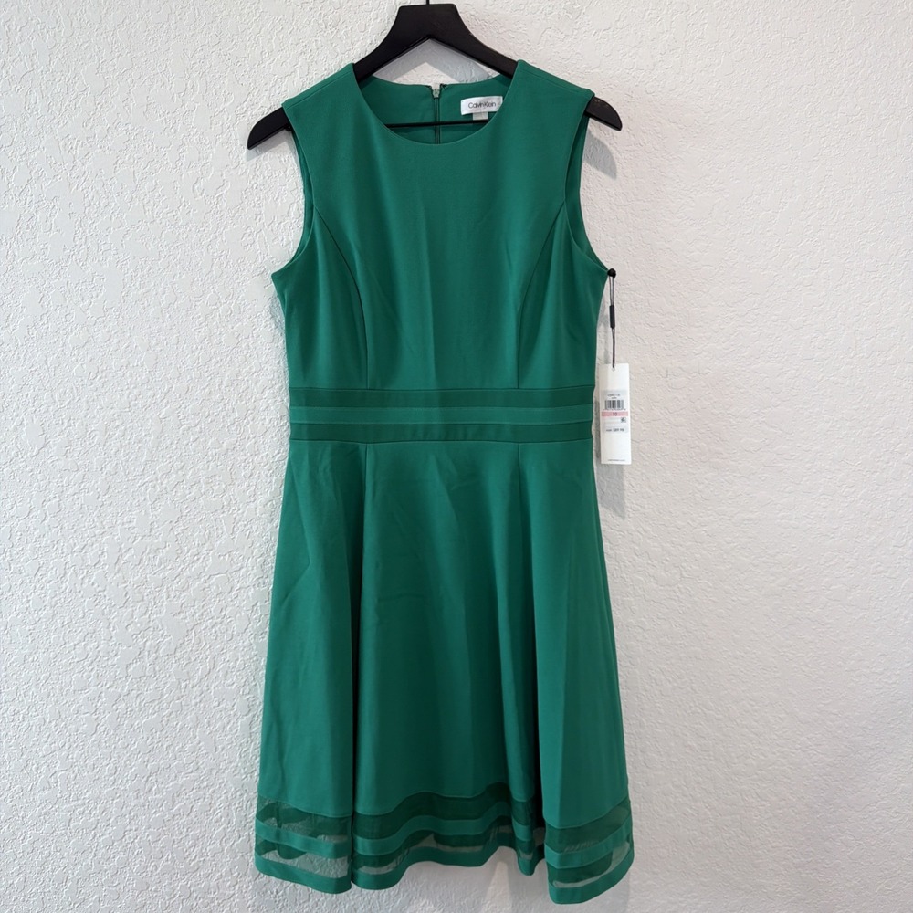Calvin Klein NWT Kelly Green Sleeveless Business Casual Office Dress Size 10